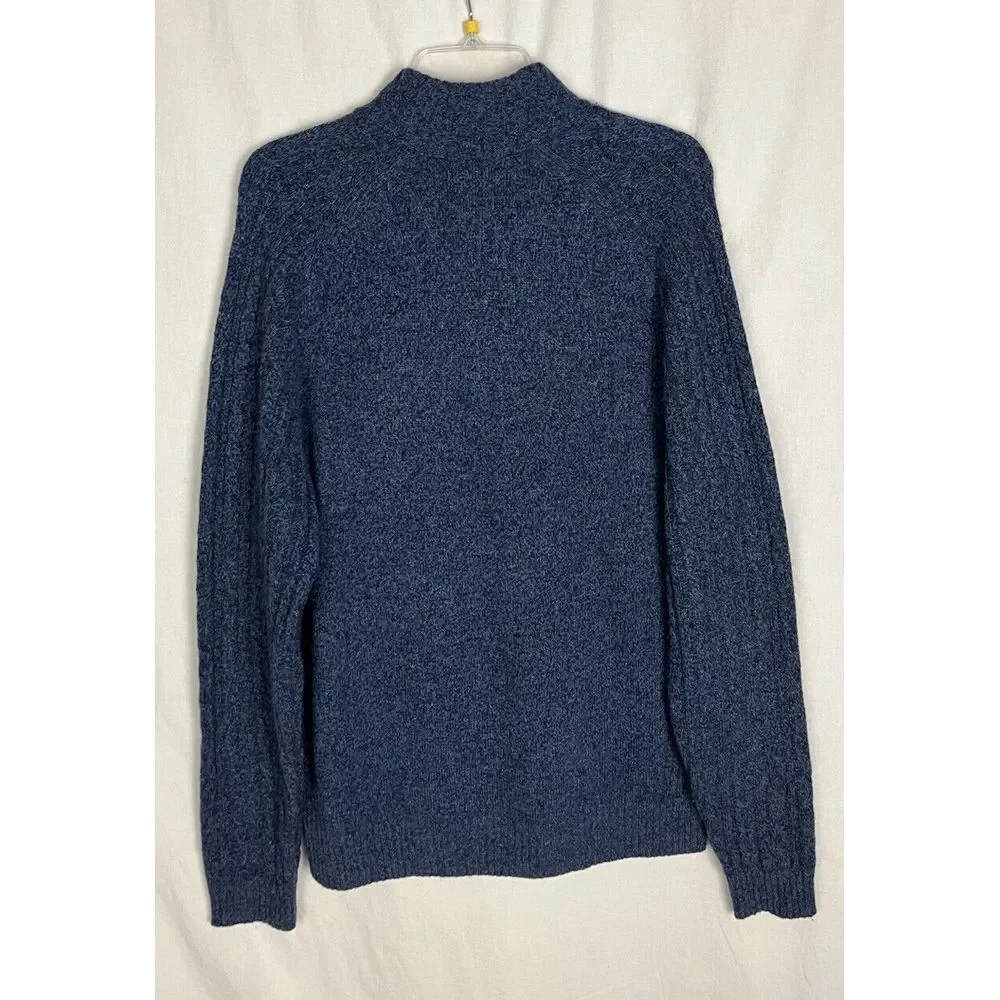 Jos A Bank Sweater Mens Size L Blue 1/4 Button Wool Blend‎ Pullover Preppy